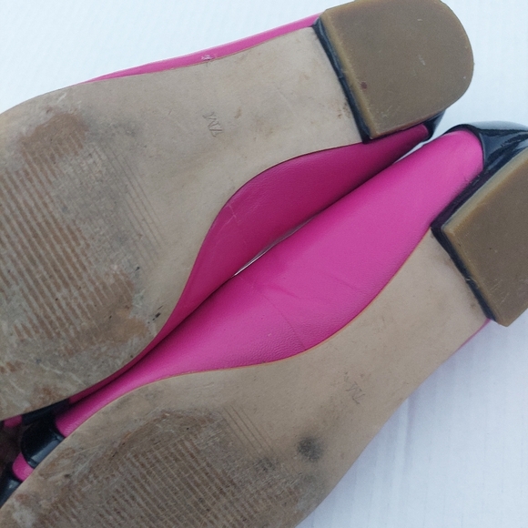Adorable Talbots Leather Ballet Shoes size 7m Women Black and Pink - Picture 4 of 5